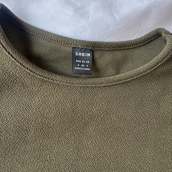 SHEIN Olive Green Ruffle Sleeve Bodysuit - Picture 2 of 7